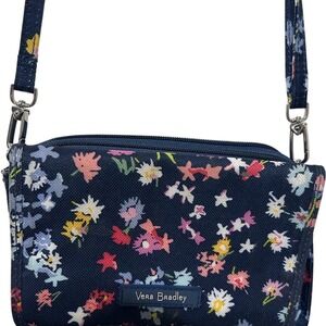 Vera Bradley Crossbody Purse Scattered Wildflowers Navy Blue